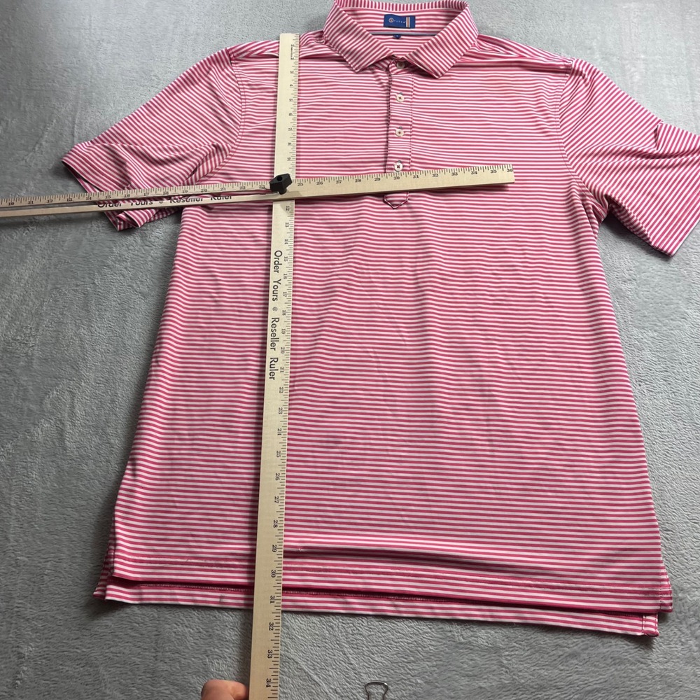 Stitch Golf Mens Large Pink White Striped Performance Polo Shirt Short Sleeve L - Picture 5 of 8